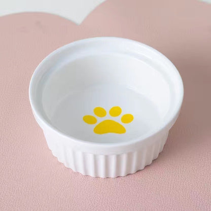 Elevated Ceramic Cat Bowl Tilted Neck Protection Double Bowl Anti-Black Chin Dog Food Water Feeder