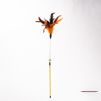 FUREVER365 YM-04 Long Feather Cat Teaser - Extra Long High-Elasticity Steel Wire Bouncing Wand Toy