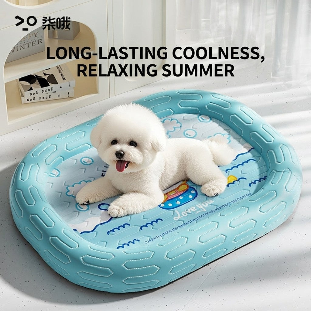 Ice Silk Cooling Pet Bed Cat Dog Summer Sofa Mat Latex Breathable Cooling Pad Katil Kucing Sejuk