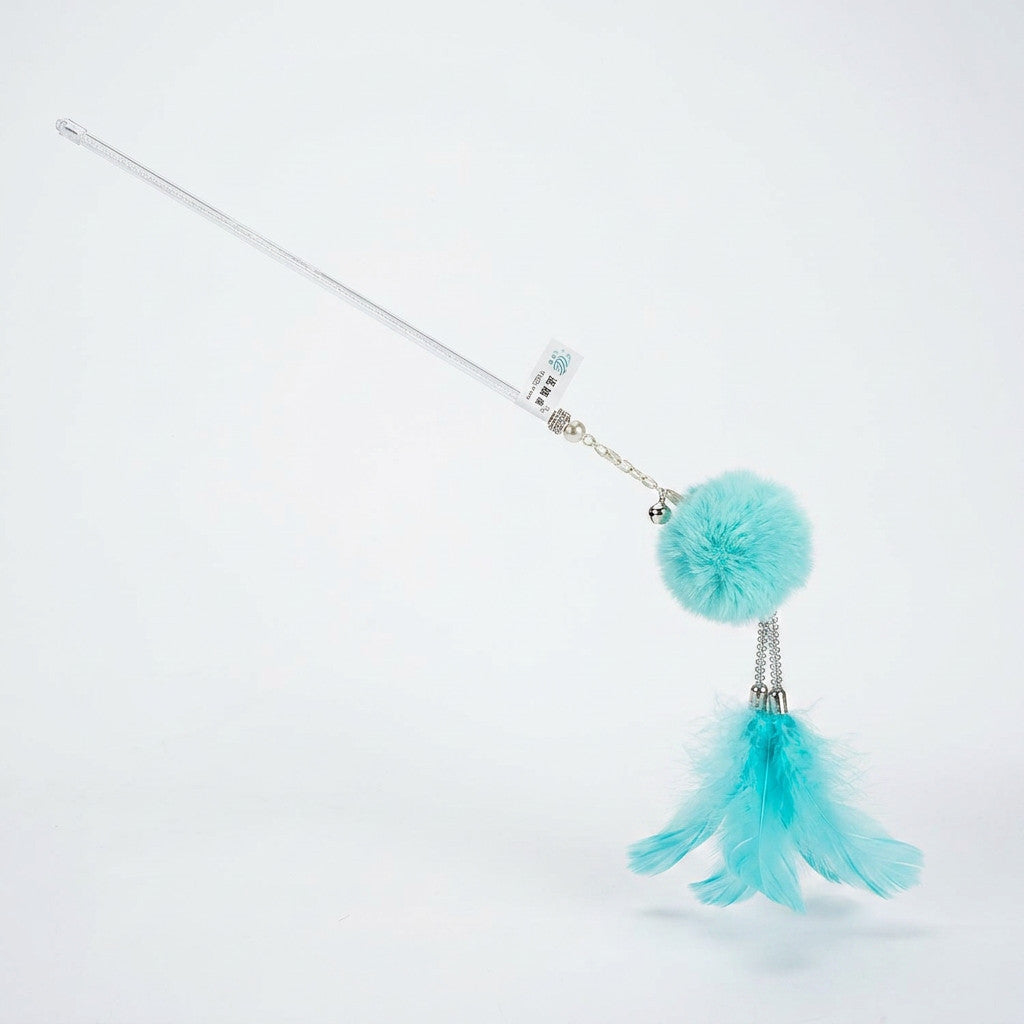 FUREVER365 TM-20 Fairy Wand Cat Teaser - Crystal Tube Handle Colorful Feather Tassel & Bell Toy