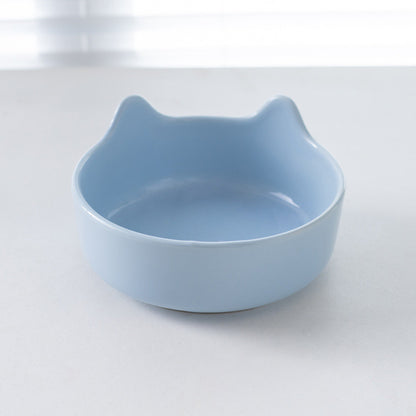 Premium Ceramic Cat Bowl with Wood Stand Anti-Black Chin Elevated Pet Dog Food Water Bowl Mangkuk Kucing