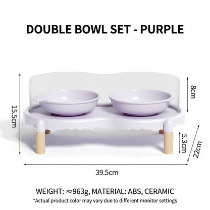 Bubble Elevated Ceramic Cat Bowl Double Bowl with Splash Guard Anti-Black Chin Neck Protection Pet Feeder