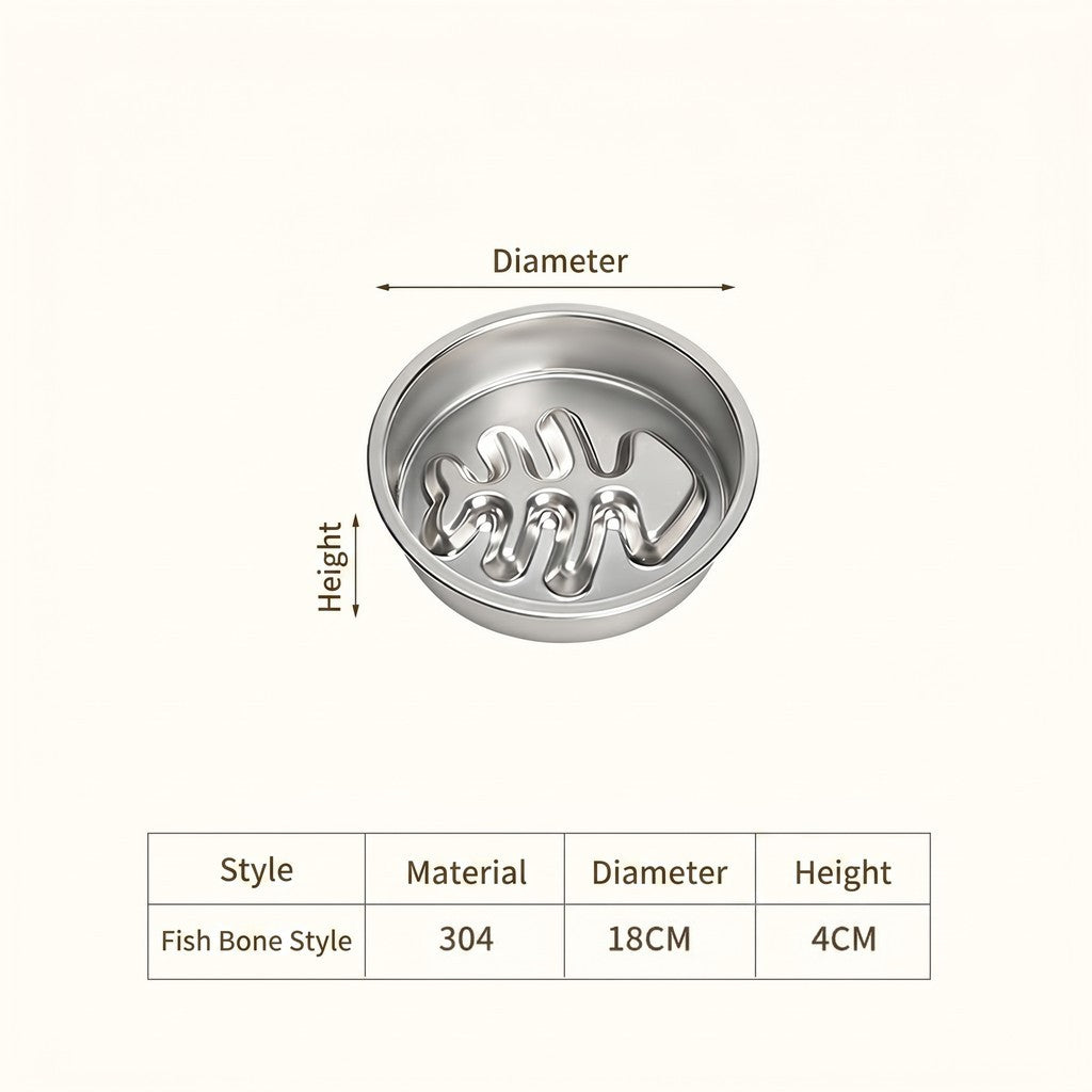 [READY STOCK] Stainless Steel Slow Feeder Bowl for Dog Cat Anti-Choking Healthy Diet Pet Food Basin