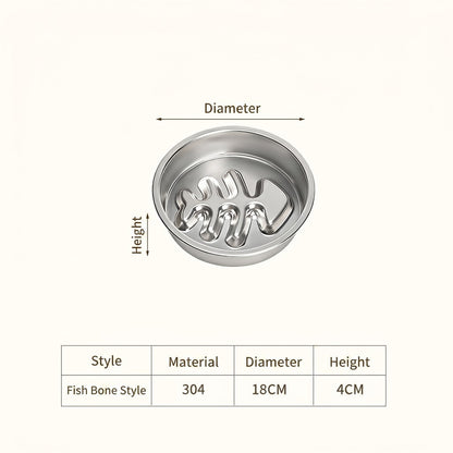 [READY STOCK] Stainless Steel Slow Feeder Bowl for Dog Cat Anti-Choking Healthy Diet Pet Food Basin