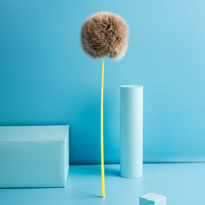 FUREVER365 TM-10 Rabbit Fur Ball Cat Teaser - Durable PVC Wand Wire Interaction Toy