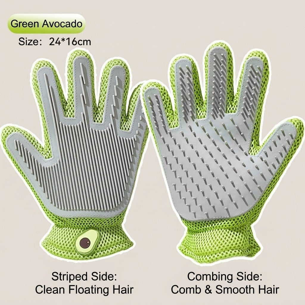 2-in-1 Pet Grooming Glove Cat Dog Hair Remover Deshedding Massage Bath Brush Sarung Tangan Kucing