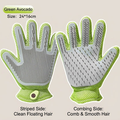 2-in-1 Pet Grooming Glove Cat Dog Hair Remover Deshedding Massage Bath Brush Sarung Tangan Kucing