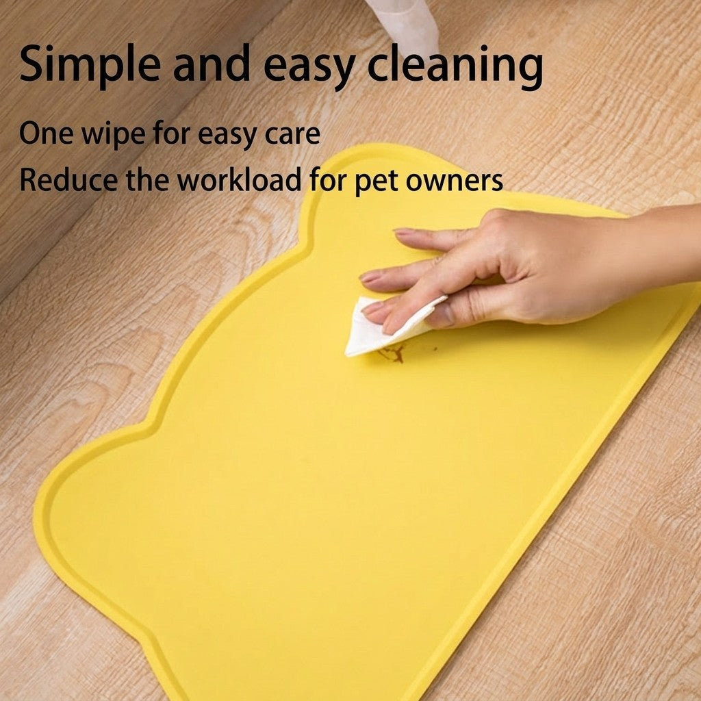 Cat Head Silicone Pet Placemat Waterproof Anti-Slip Food Bowl Mat Overflow Proof Easy Clean Alas Makan