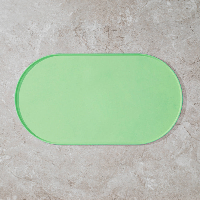 Oval Silicone Pet Placemat Waterproof Anti-Slip Food Bowl Mat Overflow Proof Easy Clean Alas Kucing