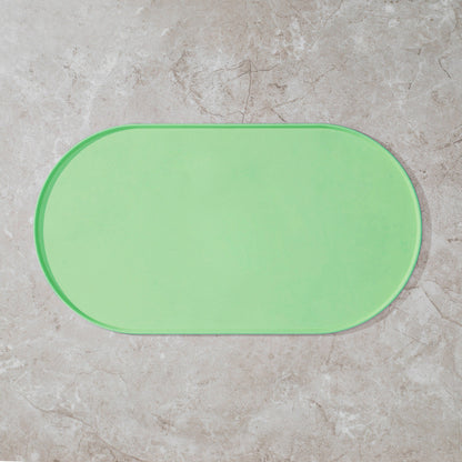 Oval Silicone Pet Placemat Waterproof Anti-Slip Food Bowl Mat Overflow Proof Easy Clean Alas Kucing