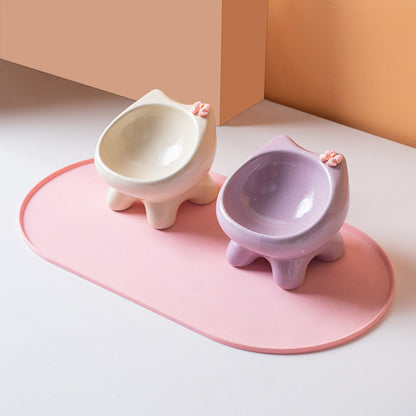 Ins Style Premium Ceramic Pet Bowl Cat Dog Food Water Basin Anti-Black Chin Heavy Duty Mangkuk Kucing