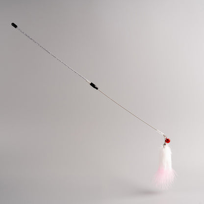 FUREVER365 TM-01 Colorful Rabbit Fur Teaser - High-Elasticity Steel Wire Squeaky Bell Cat Wand Toy