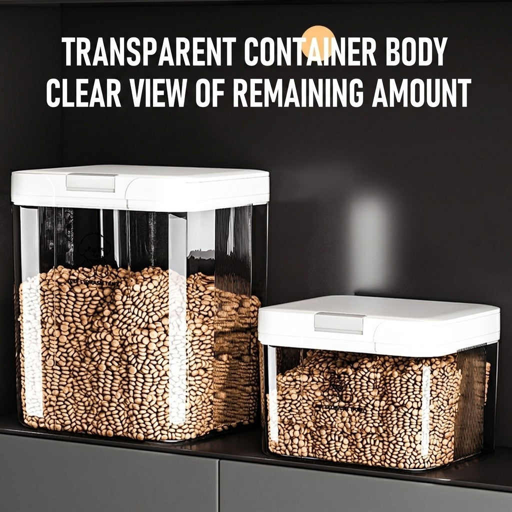 Transparent Airtight Pet Food Storage Container Moisture Proof Sealing Bucket for Cat Dog Food 2.9L-15L
