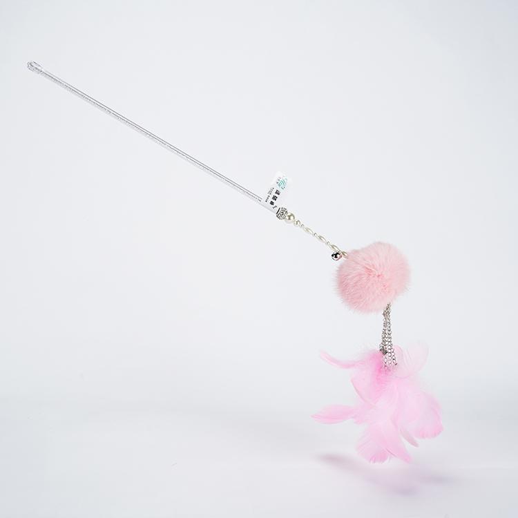 FUREVER365 TM-20 Fairy Wand Cat Teaser - Crystal Tube Handle Colorful Feather Tassel & Bell Toy