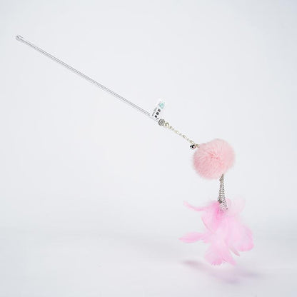 FUREVER365 TM-20 Fairy Wand Cat Teaser - Crystal Tube Handle Colorful Feather Tassel & Bell Toy
