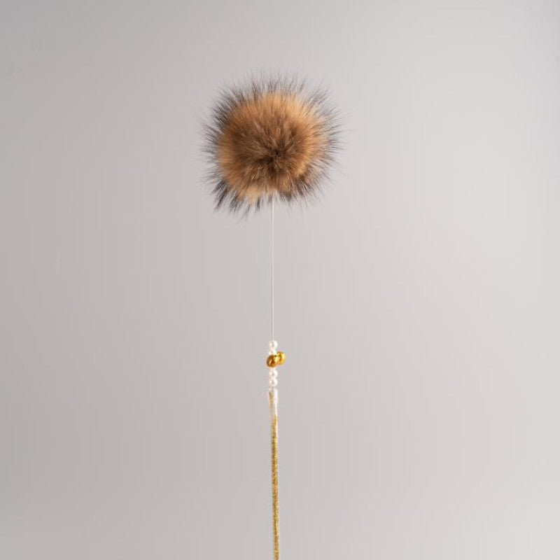 FUREVER365 HM-07 Premium Fox Fur Cat Teaser - Durable PVC Handle Long Steel Wire Bouncing Toy