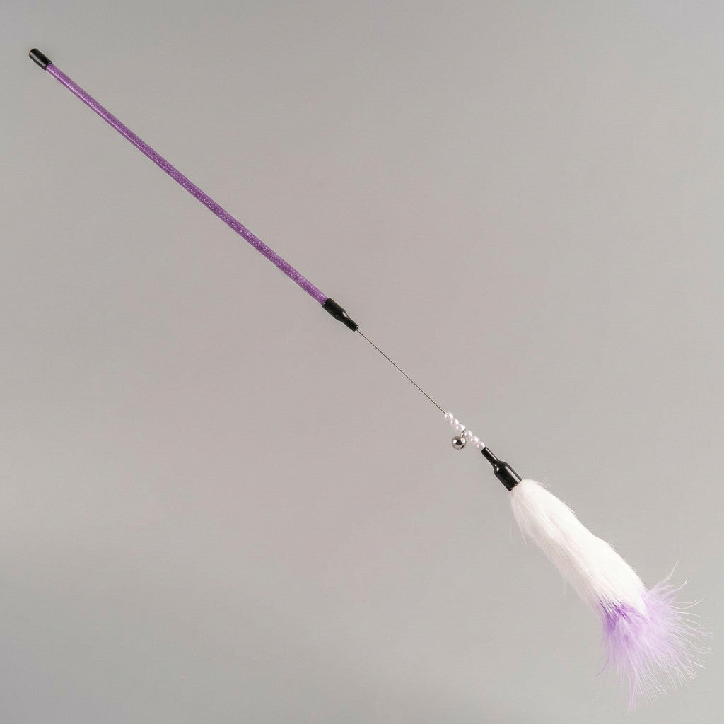 FUREVER365 TM-01 Colorful Rabbit Fur Teaser - High-Elasticity Steel Wire Squeaky Bell Cat Wand Toy