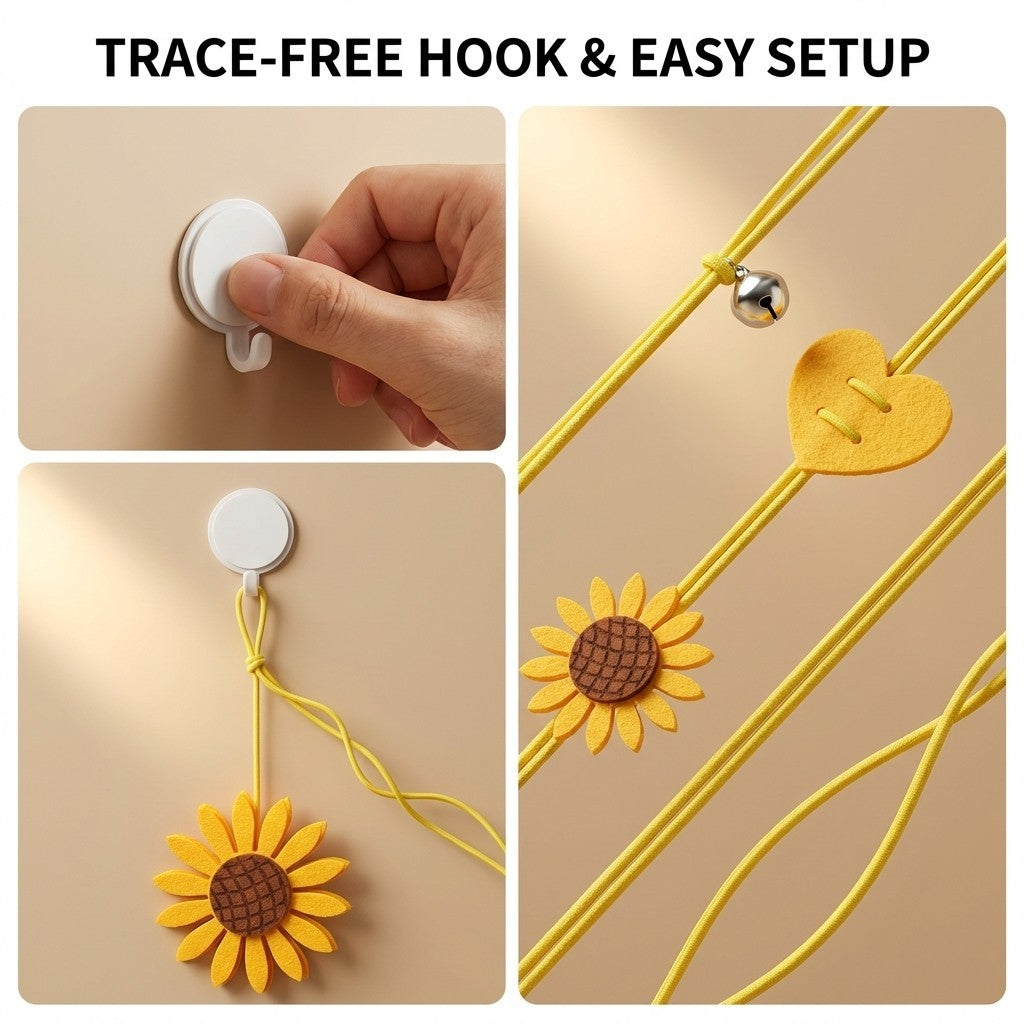 FUREVER365 SJ-01 Hanging Doorway Cat Toy - Self-Playing Felt Spider & Monster with Elastic Bouncing Cord