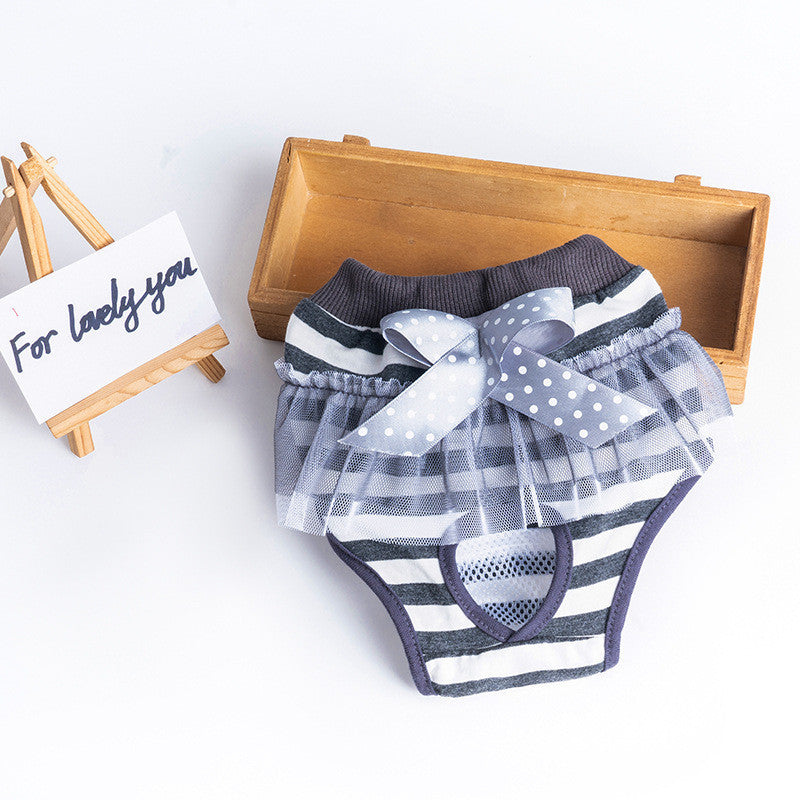 Sweet Bow Female Dog Physiological Pants Breathable Cotton Puppy Period Safety Underwear Seluar Kucing
