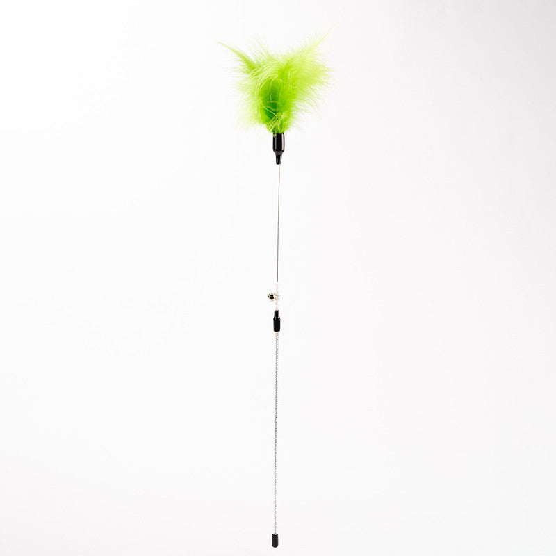 FUREVER365 YM-03 Feather Cat Teaser - High-Elasticity Steel Wire Bite-Resistant Interactive Wand Toy