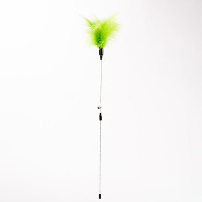 FUREVER365 YM-03 Feather Cat Teaser - High-Elasticity Steel Wire Bite-Resistant Interactive Wand Toy