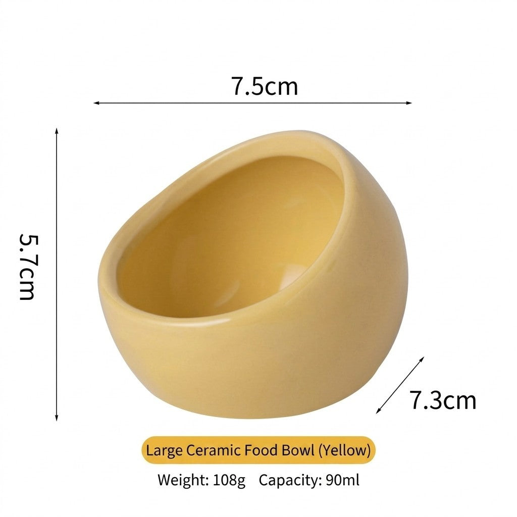 Ceramic Hamster Bowl Slanted Food Feeder Anti-Bite Stable Parrot Sugar Glider Bowl Bekas Makan Hamster