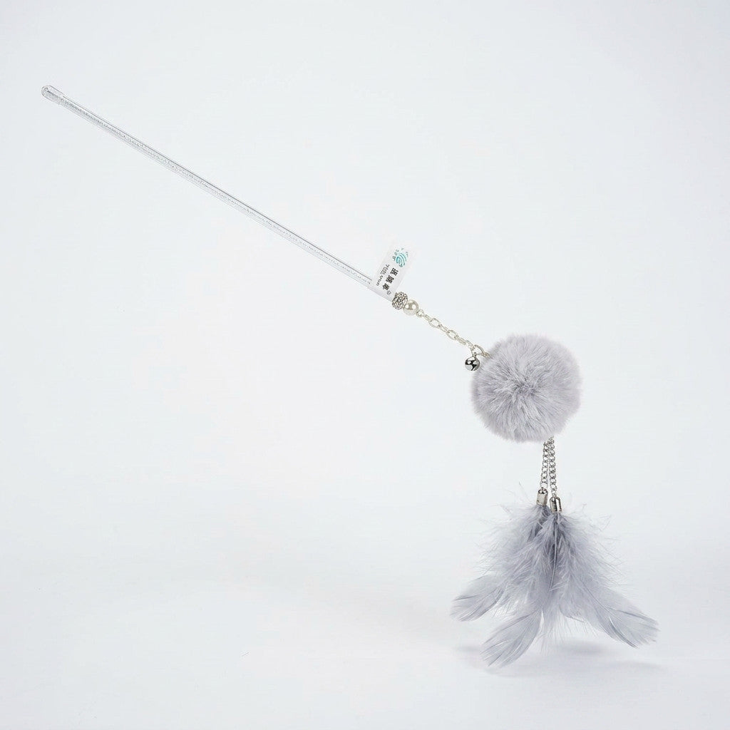 FUREVER365 TM-20 Fairy Wand Cat Teaser - Crystal Tube Handle Colorful Feather Tassel & Bell Toy