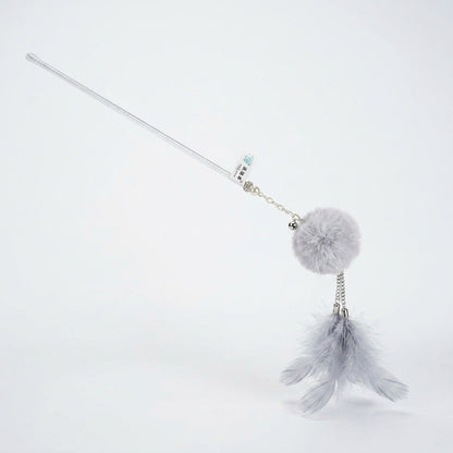 FUREVER365 TM-20 Fairy Wand Cat Teaser - Crystal Tube Handle Colorful Feather Tassel & Bell Toy