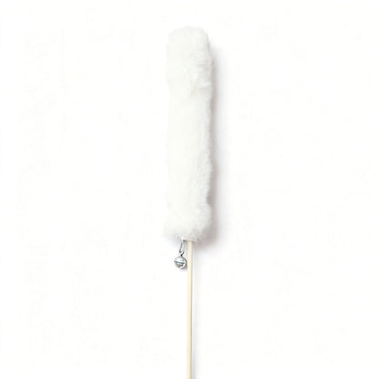 FUREVER365 TM-53 Real Rabbit Fur Cat Wand Teaser Toy Wheat Ear with Bell 60cm Mainan Kucing