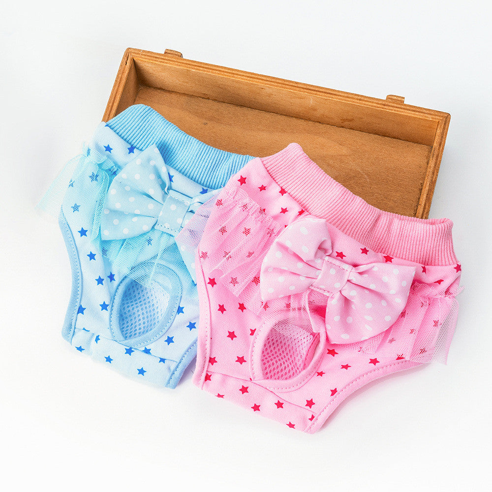 Sweet Bow Female Dog Physiological Pants Breathable Cotton Puppy Period Safety Underwear Seluar Kucing