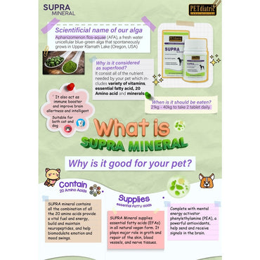 Supra Mineral Complete Nutraceutical for Dogs and Cats. 30 Tablets - Multivitamins complete - Omega 3 & 6, Zinc, Lysine