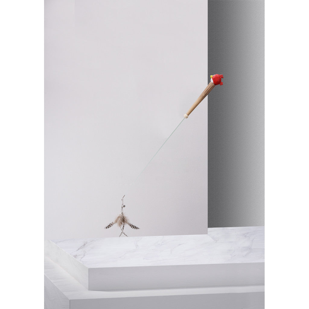 FUREVER365 YM-31 Creative Handle Cat Teaser - Ergonomic Grip High-Elasticity Steel Wire Feather Toy