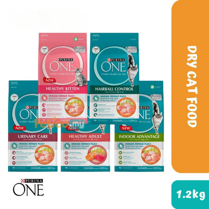 Purina One 1.2kg Dry Cat Food (Hairball Control/ Salmon/ Urinary Care/ Kitten/ Indoor Advantage)