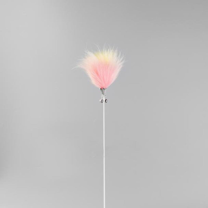 FUREVER365 HM-47 Rainbow Fox Velvet Cat Teaser - Solid Wood Wand Elastic Rope Interactive Plush Toy