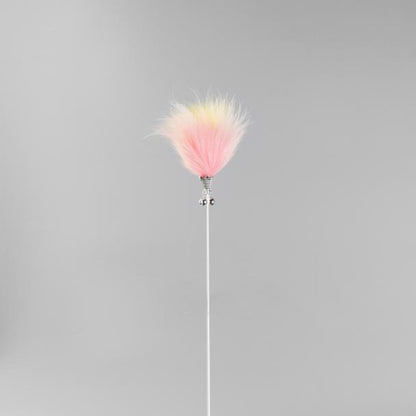 FUREVER365 HM-47 Rainbow Fox Velvet Cat Teaser - Solid Wood Wand Elastic Rope Interactive Plush Toy