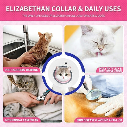 Waterproof PVC Elizabeth Collar Cat Dog Anti Lick Biting Recovery Cone Breathable Pelindung Leher