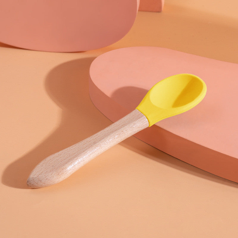 Silicone Pet Canned Food Spoon Wooden Handle Cat Dog Wet Food Feeder Scraper Scoop Food Grade Sudu