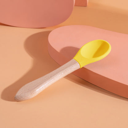 Silicone Pet Canned Food Spoon Wooden Handle Cat Dog Wet Food Feeder Scraper Scoop Food Grade Sudu