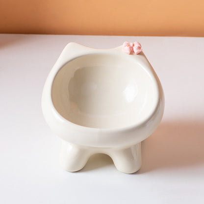 Ins Style Premium Ceramic Pet Bowl Cat Dog Food Water Basin Anti-Black Chin Heavy Duty Mangkuk Kucing
