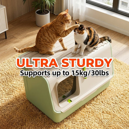 XXL Fully Enclosed Cat Litter Box Top Entry Large Space Odor Control Splash Proof Tandas Kucing