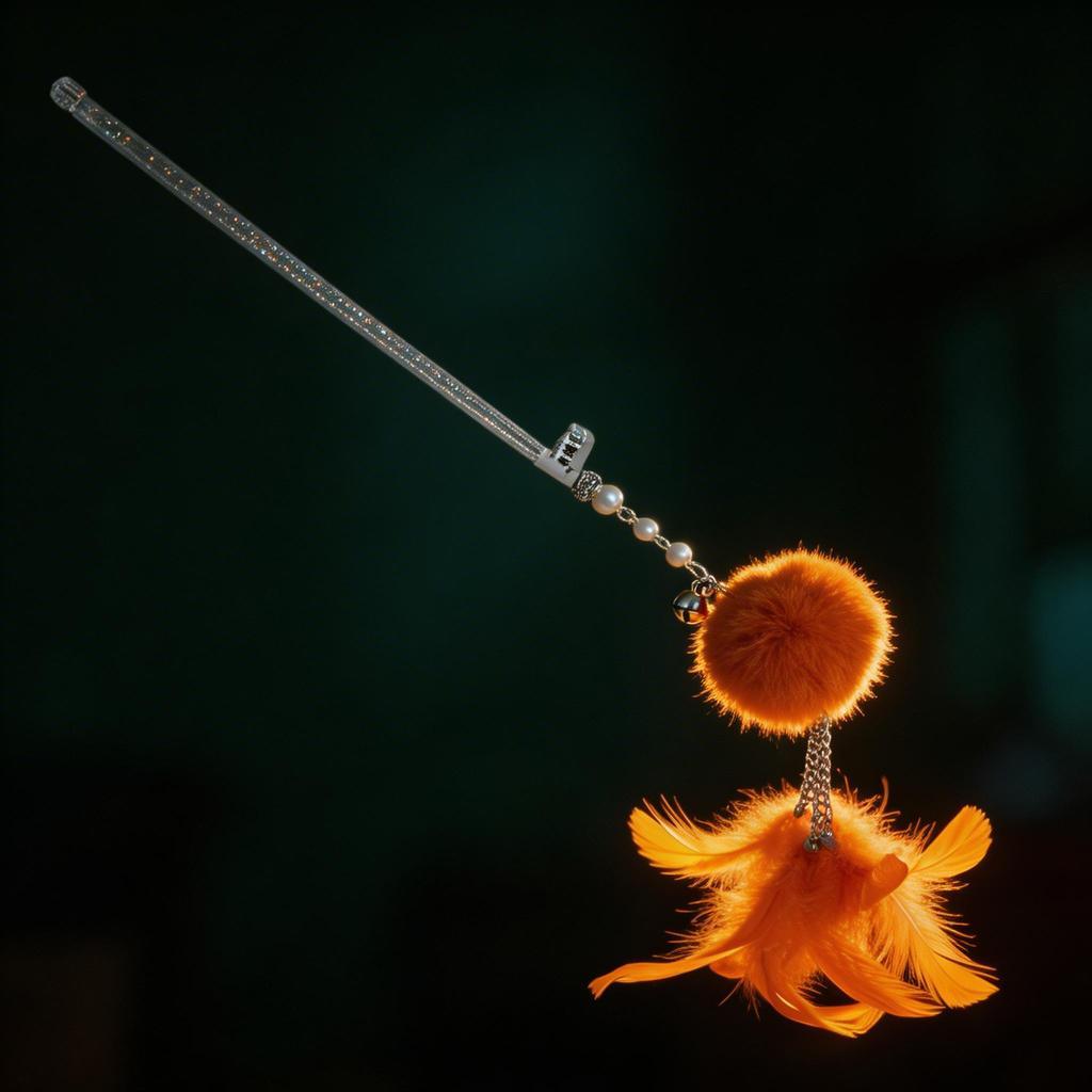 FUREVER365 TM-20 Fairy Wand Cat Teaser - Crystal Tube Handle Colorful Feather Tassel & Bell Toy
