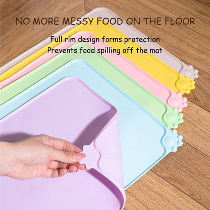 Silicone Pet Placemat Large Waterproof Anti-Slip Food Bowl Mat Leak-Proof Easy Clean Alas Makan Kucing