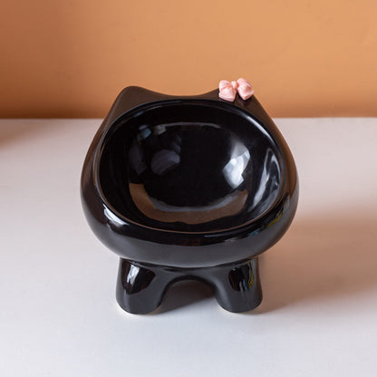 Ins Style Premium Ceramic Pet Bowl Cat Dog Food Water Basin Anti-Black Chin Heavy Duty Mangkuk Kucing