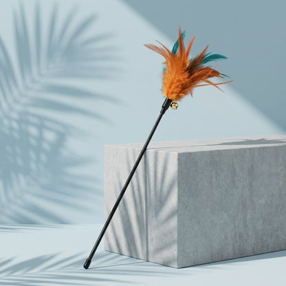 FUREVER365 YM-21 Long Feather Cat Teaser - Extra Long High-Elasticity Steel Wire Bouncing Wand Toy