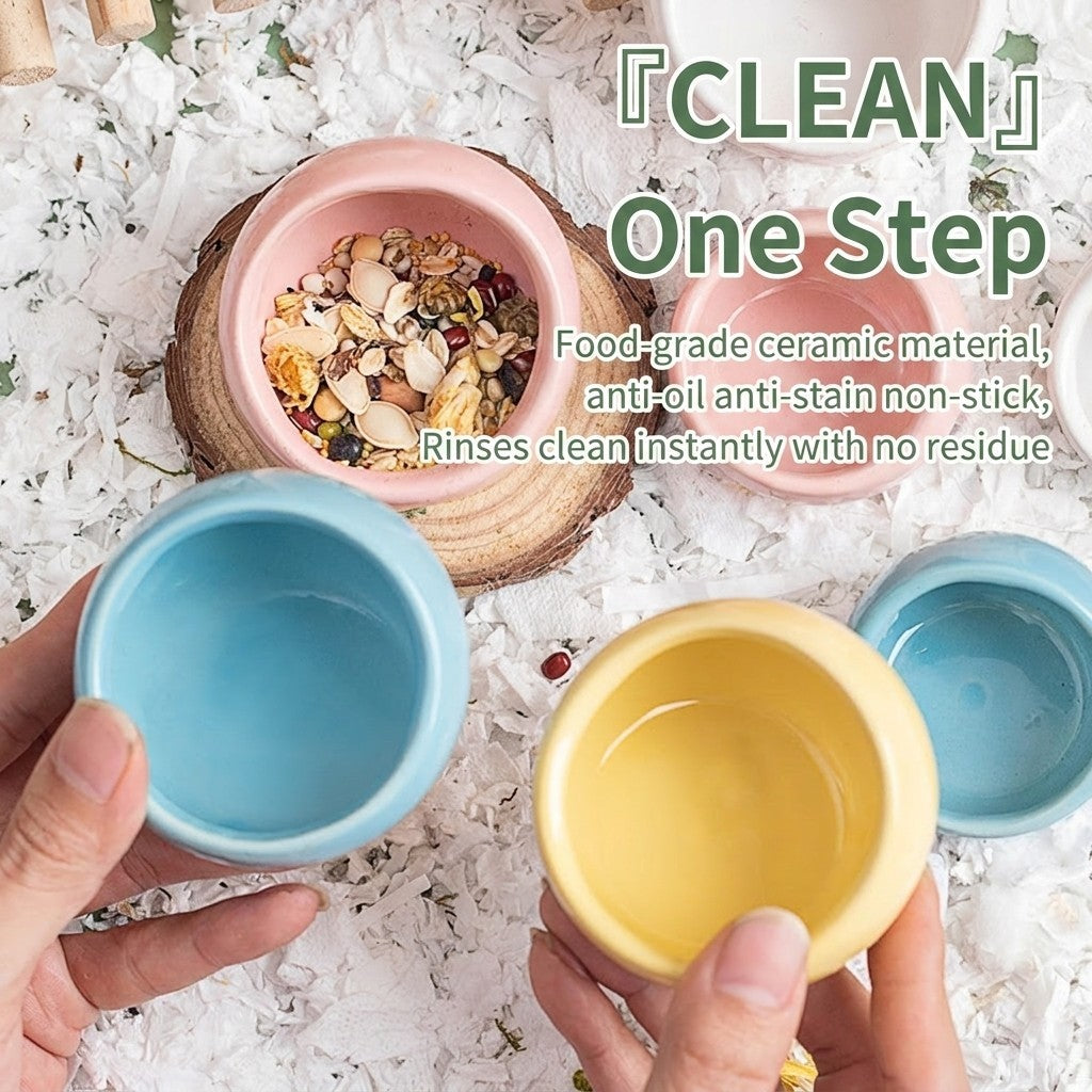 Ceramic Hamster Bowl Slanted Food Feeder Anti-Bite Stable Parrot Sugar Glider Bowl Bekas Makan Hamster
