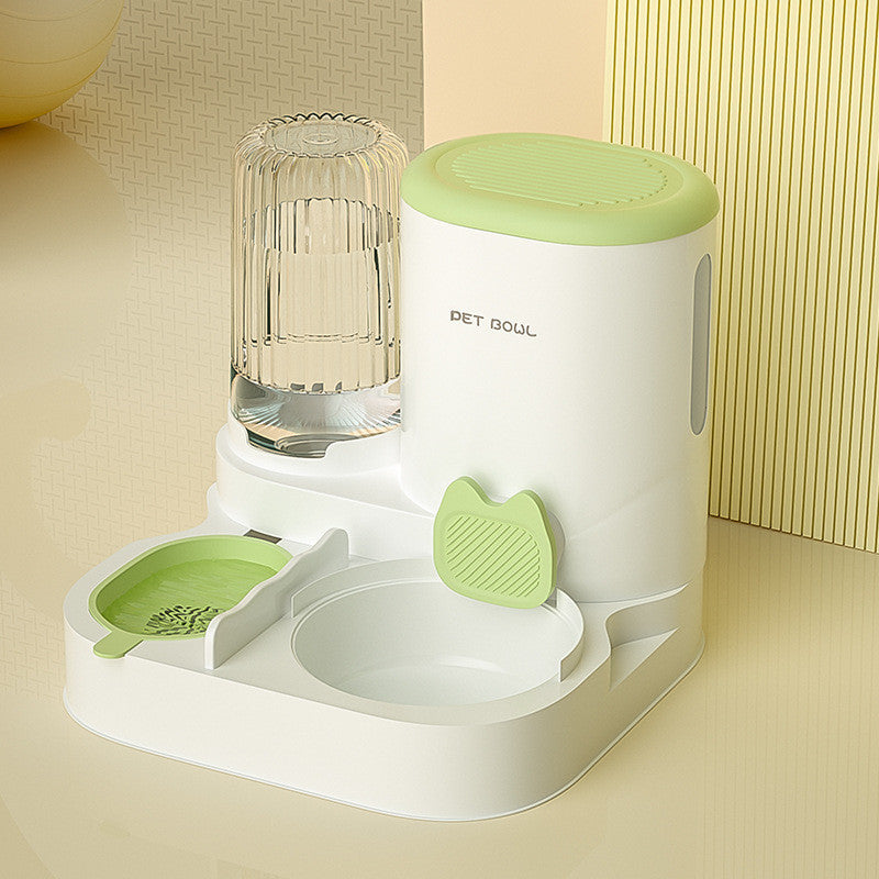 2-in-1 Automatic Pet Feeder Water Dispenser Set Integrated Cat Dog Food Bowl Gravity Waterer Bekas Makan
