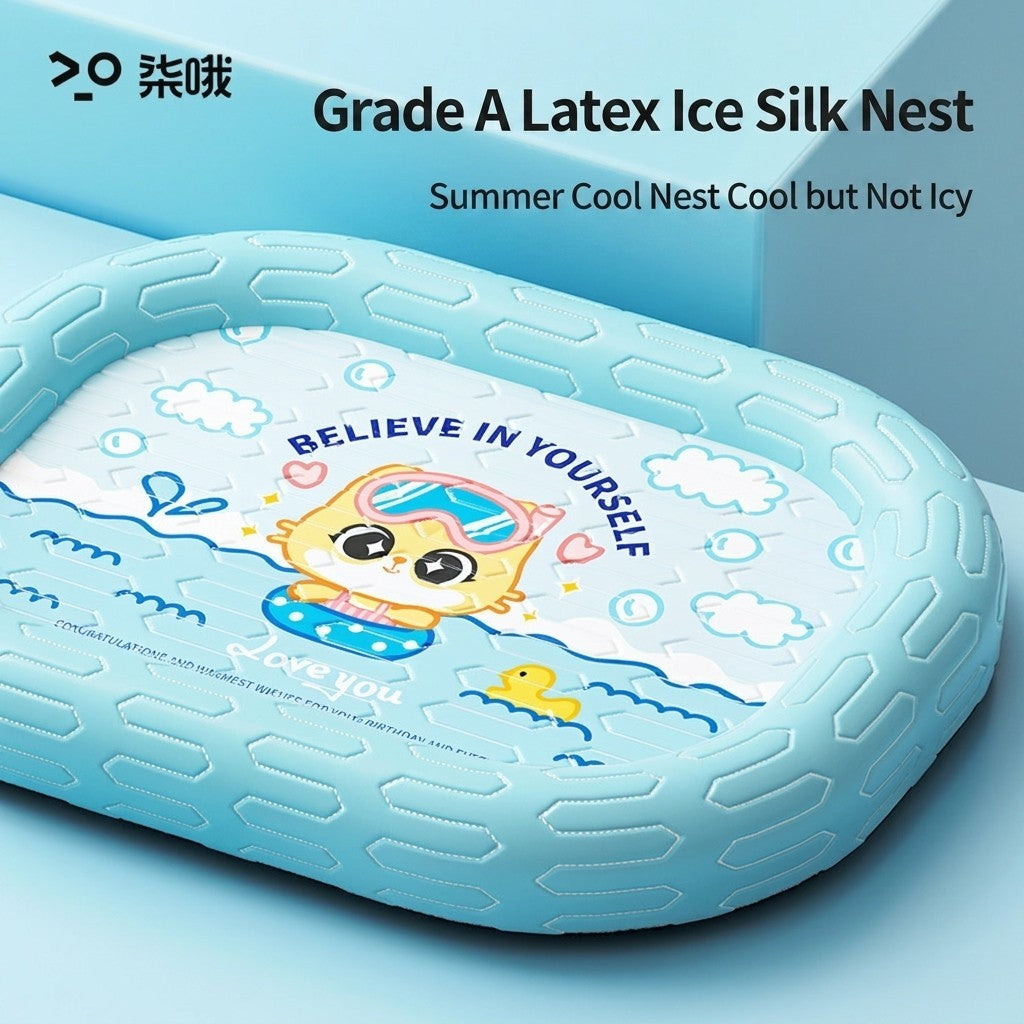 Ice Silk Cooling Pet Bed Cat Dog Summer Sofa Mat Latex Breathable Cooling Pad Katil Kucing Sejuk