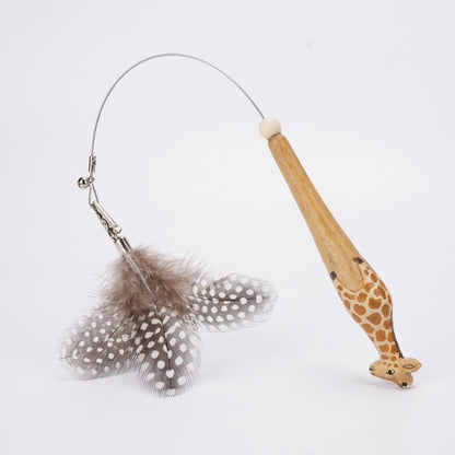 FUREVER365 YM-31 Creative Handle Cat Teaser - Ergonomic Grip High-Elasticity Steel Wire Feather Toy