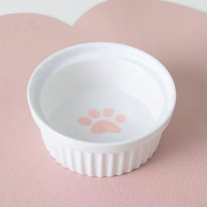 Elevated Ceramic Cat Bowl Tilted Neck Protection Double Bowl Anti-Black Chin Dog Food Water Feeder