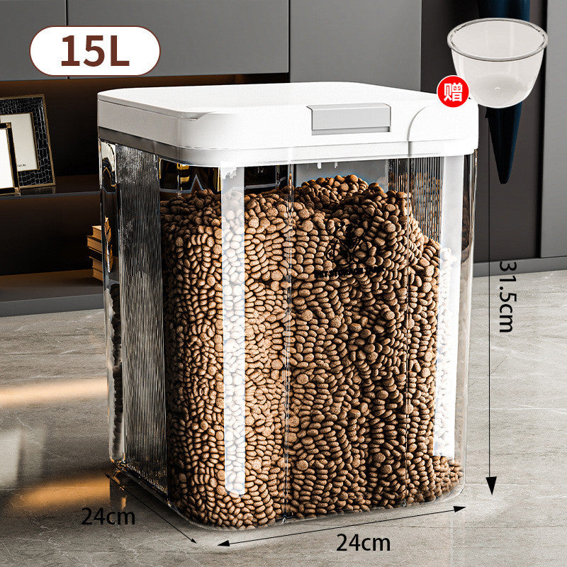 Transparent Airtight Pet Food Storage Container Moisture Proof Sealing Bucket for Cat Dog Food 2.9L-15L
